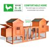 Outdoor Wooden Chicken Coop;  124' Large Hen Cage Rabbit House;  Bunny Hutch with Ventilation Door;  Removable Ramp Garden Backyard Pet House Chicken