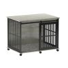 Furniture dog crate sliding iron door dog crate with mat. (Grey,43.7''W x 30''D x 33.7''H)