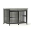 Furniture dog crate sliding iron door dog crate with mat. (Grey,43.7''W x 30''D x 33.7''H)