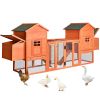 Outdoor Wooden Chicken Coop;  124' Large Hen Cage Rabbit House;  Bunny Hutch with Ventilation Door;  Removable Ramp Garden Backyard Pet House Chicken