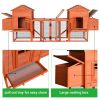 Outdoor Wooden Chicken Coop;  124' Large Hen Cage Rabbit House;  Bunny Hutch with Ventilation Door;  Removable Ramp Garden Backyard Pet House Chicken