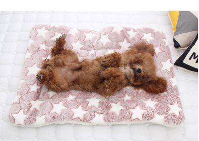 Cat dog sleeping mat warm thickened Sleeping pad blanket;  dog house warm mattress pet cushion (colour: White Star with Bean Paste, size: No.5 69*52cm)